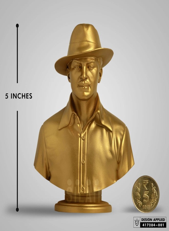 SILAII Bhagat Singh Bust Sculpture (Gold, 5 Inch) - Image 2